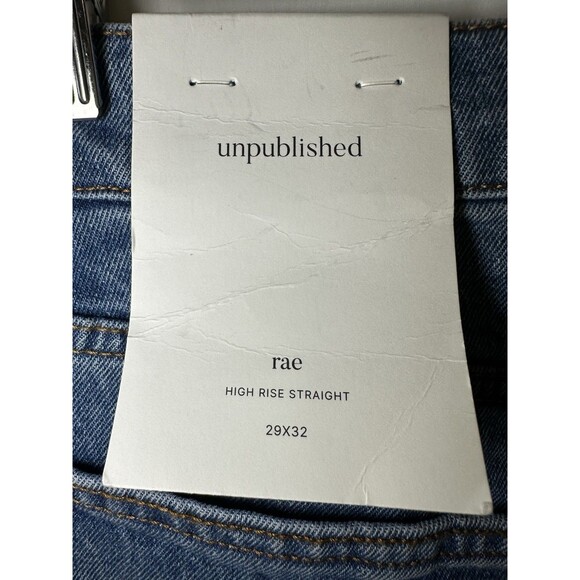 UNPUBLISHED Rae Wilshire High Rise Straight Blue Jeans Denim Women's 29 NWT - Picture 4 of 11